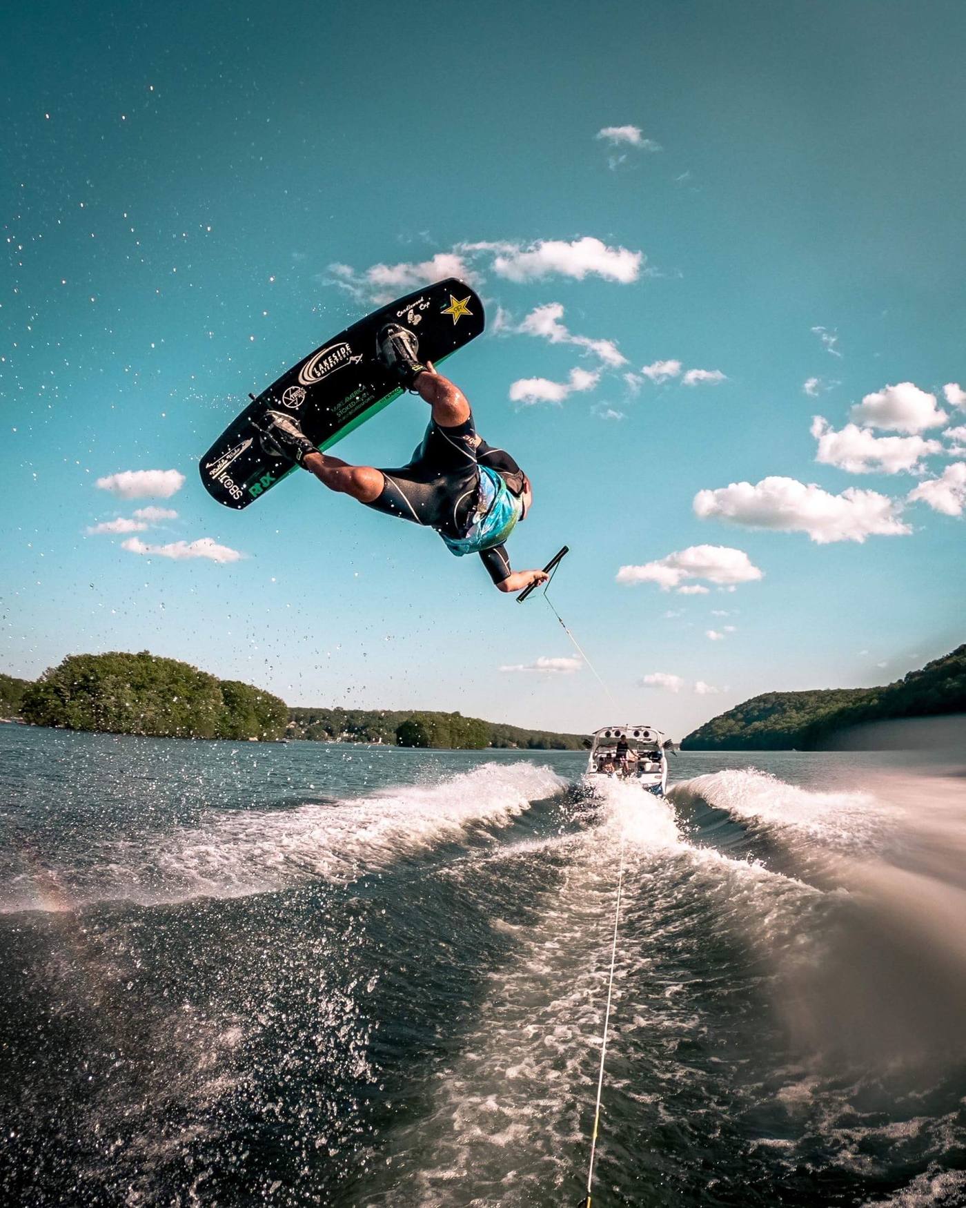 Wakeboarding on Candlewood Lake, Connecticut
